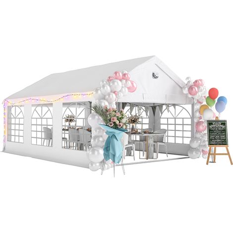 Outsunny 6 x 4 m Party Tent, Heavy Duty Gazebo Canopy with Windows, White