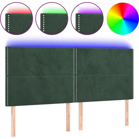 Tête de lit,Panneau décoratif à LED Vert foncé 200x5x118/128 cm Velours CFW3956606 (1/5)