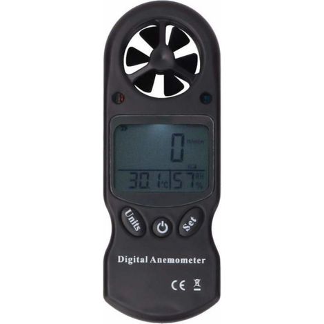 Anémomètre Numérique 3-en-1, Appareil de Mesure avec Écran LCD pour Température, Humidité et Vitesse du Vent (1/4)