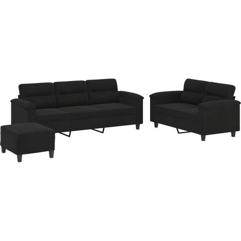 Maison Exclusive - Ensemble de canapés 3 pcs avec coussins noir tissu microfibre