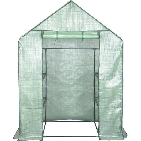 Serre d'extérieur en PVC vert avec ossature acier 143x215x195 cm (1/5)