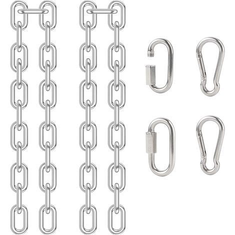 2M Chaîne de Chaise Suspendue Chaîne D'extension en Acier Inoxydable 304 avec 4 Mousqueton Connecteur pour Fixation de Suspension, Chaise Suspendue Exterieur (1/5)