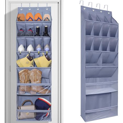 Organizer sospeso scarpe porta 16 tasche grigio 42x145 cm (1/5)