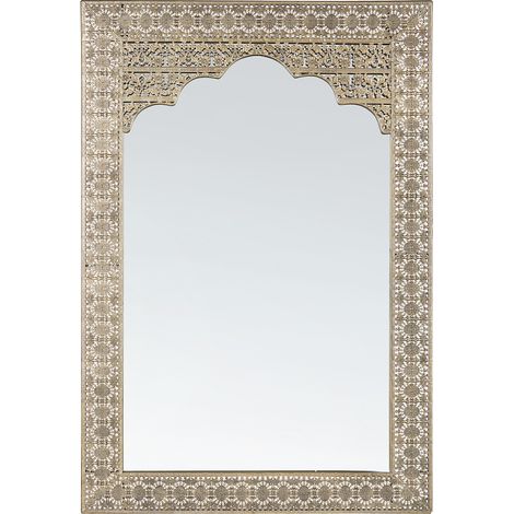 Espejo de pared dorado 60 x 91 cm rectangular diseño marroquí Pali (1/5)
