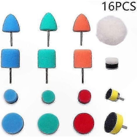 Ensemble de 16 mini-éponges de polissage pour outils rotatifs de polissage et de ponçage de voiture (1/5)