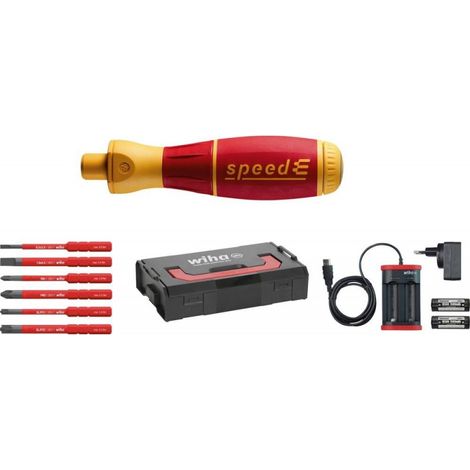 Wiha – Jeu de tournevis VDE-E speedE® 1 - 10 pièces – Cliquet électronique 04 Nm – Isolé jusqu'à 1000 V AC – Pour travaux industriels