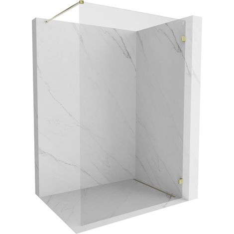 Mexen Lunar pared de ducha Walk-in derecha 90 x 200 cm, transparente 8 mm, dorado - 830-090-000-50-00-P (1/5)