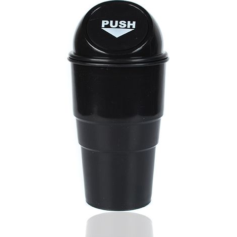 CSPARKV 1pc Black Vehicle Auto Cup Holder Trash Can Small Mini Garbage Can Car Trash Bin Dustbin for Car Office Home (1/5)