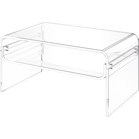 Table basse en acrylique, table centrale à 2 niveaux avec étagère de rangement, table basse rectangulaire moderne en acrylique, idéale pour salle à manger, îlot de cuisine, restaurant, bureau, 50 x 80 (1/5)