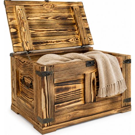 geflammte Holztruhe Barbossa 48x36x31cm (1/5)