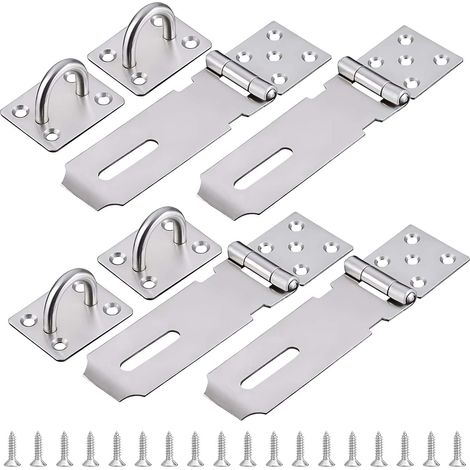 4 Pièces Moraillon Porte Cadenas,Loquet Cadenas,Loquet de Cadenas,Loquet Porte Exterieur Argent,Loquet de Porte avec Vis (1/5)