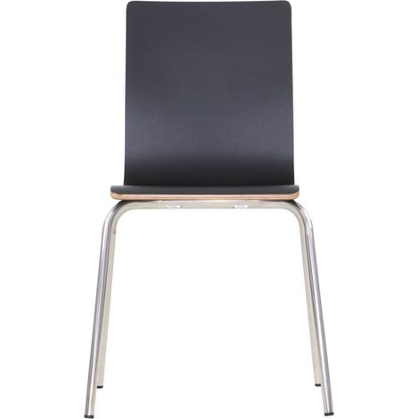 Silla de madera contrachapada negra con estructura de acero inoxidable. Modelo Werdi B. (1/5)