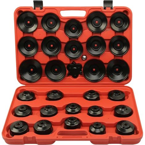 Juego de llaves para filtros de aceite, 31 piezas, tamaños de 66 mm a 77 mm, compatible con múltiples vehículos, material de acero duradero, diseñado para ajustes sencillos. (1/5)