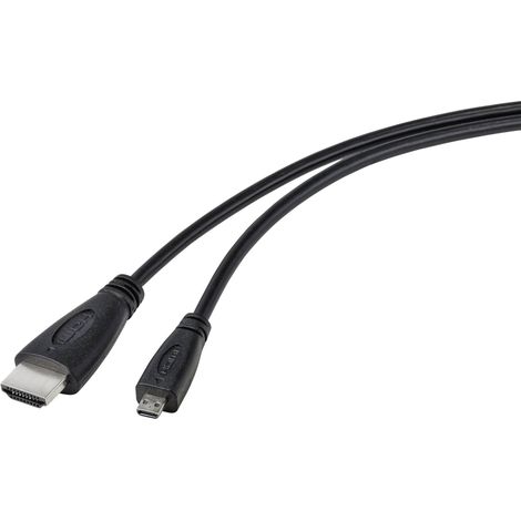 TRU COMPONENTS Câble HDMI Raspberry Pi® [1x HDMI mâle - 1x HDMI mâle D Micro] 1.80 m noir Y851412 (1/3)