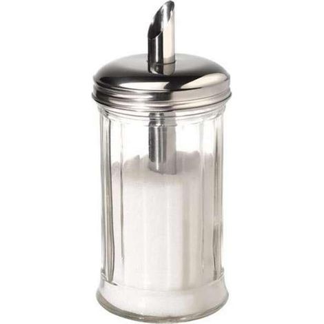 Doseur de sucre, Ø 7,5 cm, hauteur 17 cm, 320 ml, récipient en verre, couvercle à visser en acier inoxydable