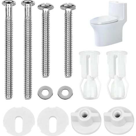 2 paires de fixations pour abattant de WC, vis et boulons universels pour abattant de WC, fixations pour abattant de WC, écrous à expansion en caoutchouc, WC (1/5)