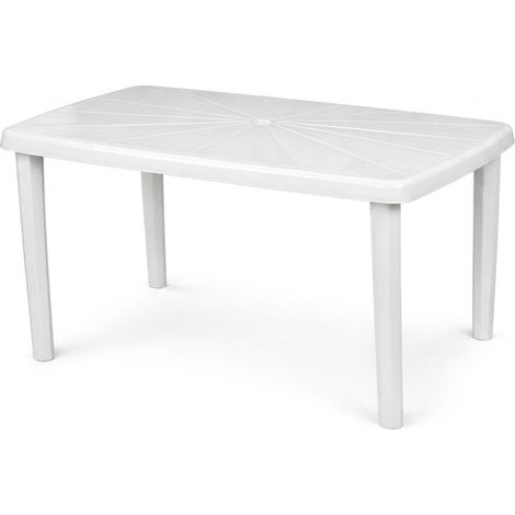 Tavolo in Plastica Rettangolare Bianco Cucina Soggiorno 140x85x75cm