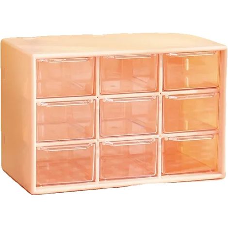Boîte de rangement, design à 9 compartiments, matériau écologique, Rose (1/2)