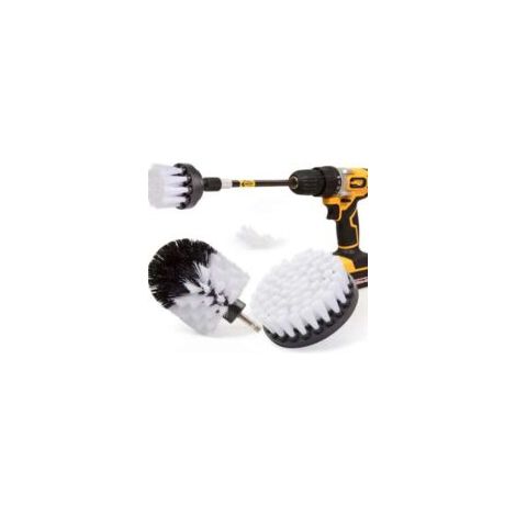Spazzola per trapano di alta qualità con setole ultra morbide, bianca, 13 cm. Non danneggia le superfici. Adatta per la pulizia di tappeti, pelle, mobili imbottiti, interni auto - Crezuo