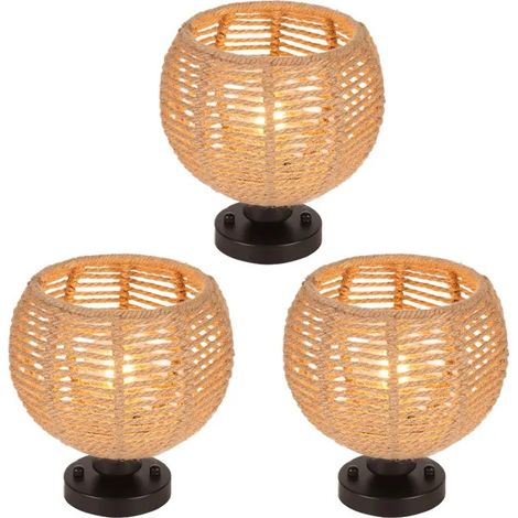 Lot de 3 Plafonnier Industriel - Corde de chanvre - Ø20cm (1/5)
