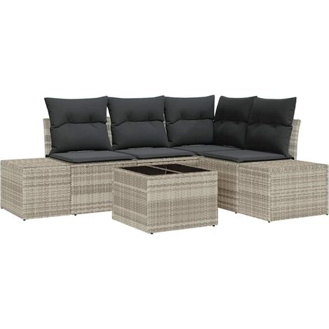 Maison Exclusive - Set Divano da Giardino Grigio chiaro polyrattan