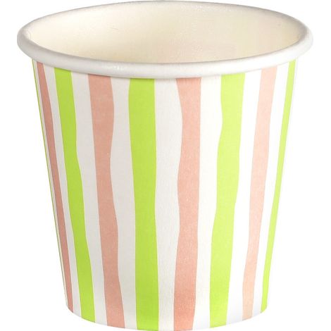 Duni Schnapsgläser Pappe Stripes multi bunt 60 ml Ø 5 x 5 cm - 20 Stück Becher/Deckel/Halter Kombi