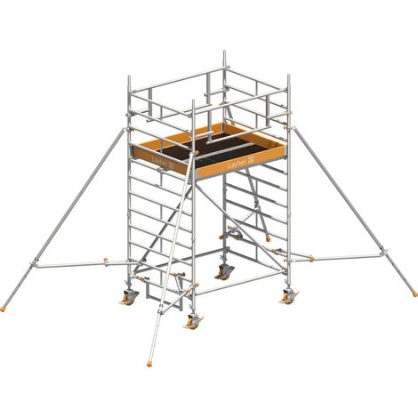 Layher Rollgerüst Uni Kompakt P2 Safety Plus mit Doppelgeländer und ausziehbaren Gerüststützen 4,20m AH (1/3)