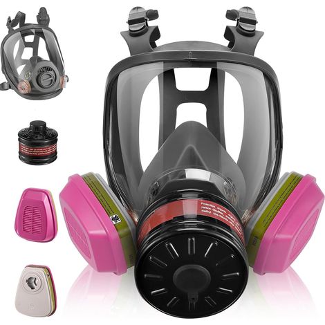 Respiratore professionale a pieno facciale con filtro 60926 e cartuccia filtrante a carbone attivo da 40 mm per polvere, verniciatura, sostanze chimiche, saldatura, edilizia e lavorazione del legno (1/4)