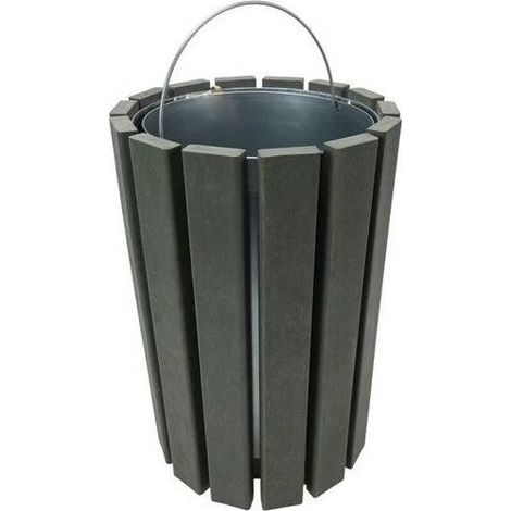 Poubelle Ronde à Bac Extérieur 70L Escapade Gris Hauteur 85cm - A398130 (1/2)
