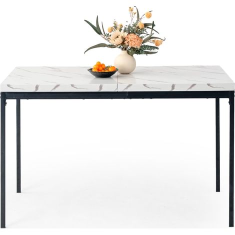 Meuble Cosy Table à Manger Rectangle pour 4 Personnes Table de Cuisine de 120 CM, Bureau Informatique en Bois d'ingénierie et Métal, Blanc (1/5)