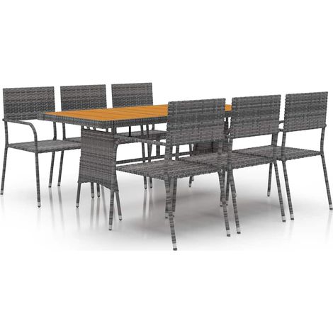 Maison Exclusive - Set da Pranzo per Esterni 7 pz in Polyrattan Grigio (1/5)
