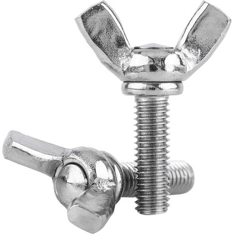 Vtizikl Lot de 5 vis à oreilles entièrement filetées M6 DIN316 en acier inoxydable 304 (M6 x 12 mm)