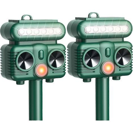 2 répulsifs ultrasoniques pour chats et chiens, étanches, à énergie solaire et à détection de mouvement, pour l'extérieur. (1/5)
