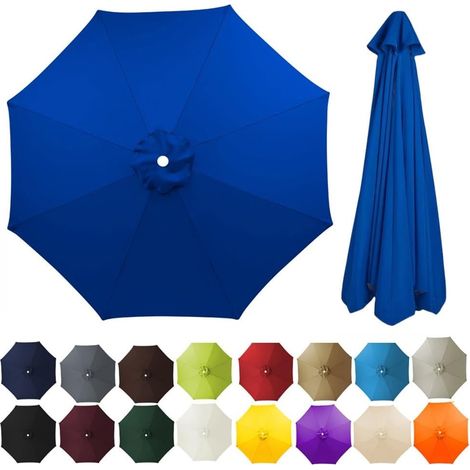 Auvent de rechange pour parasol jardin extérieur à 8 baleines et épais roi uniquement 2.7M Bleu (1/5)