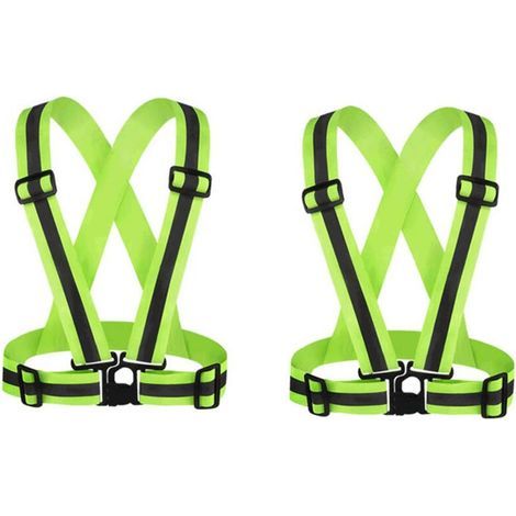 CSPARCV Confezione da 2 (Giallo) Gilet di sicurezza riflettente per adulti/bambini, regolabile, ad alta visibilità, ideale per il lavoro e lo sport, perfetto per il jogging. (1/3)
