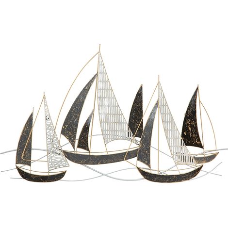 Décoration murale Mauro Ferretti Voilier métal doré 91x56 cm (1/5)