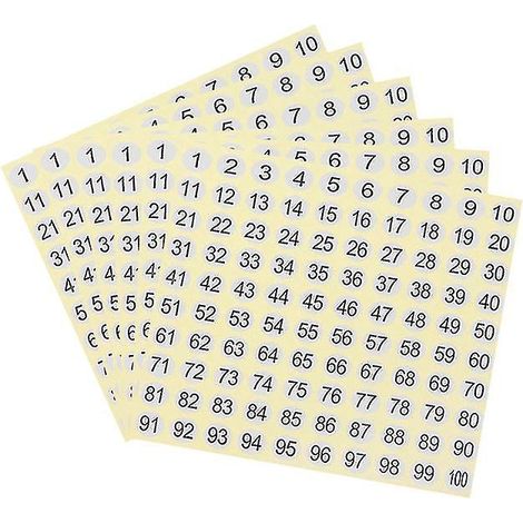 30 feuilles d'autocollants numérotés (1/3)