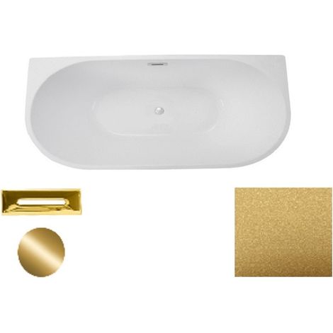Baignoire asymétrique dorée glam avec bonde dorée VICA 150x80 (1/2)