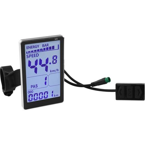 LCD-Monitor für Elektrofahrräder, 24V, 36V, 48V, 60V, 5-poliger Anschluss, LCD-Zähler mit wasserdichtem Anschluss, Zubehör für Elektrofahrräder (31,8 x 22,2 mm). (1/5)