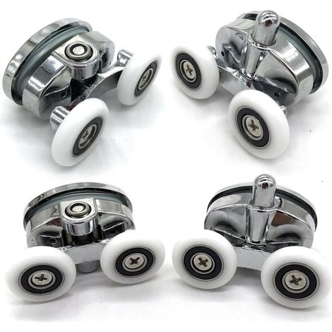 Lot de 4 roulettes de porte de douche – Roulettes ovales en forme de papillon 23mm – Fonctionnement silencieux – Revêtement chrome (1/5)
