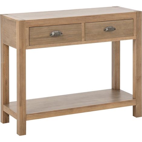 Console 2 Tiroirs en Bois "Blois" 100cm Naturel (1/5)