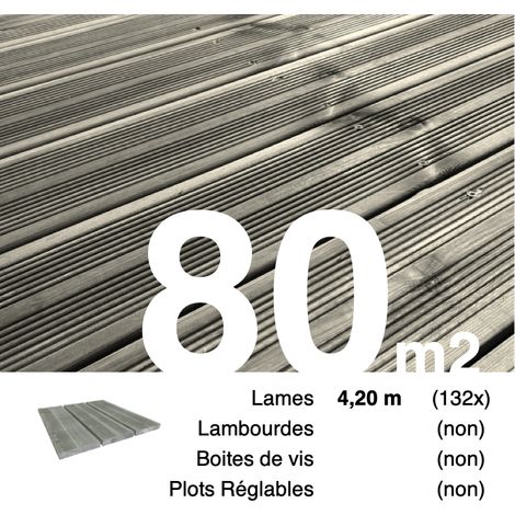 Planches de terrasse Pin autoclave Gris pour 80 m² • Longueur 4,2 m • Livraison gratuite (1/3)