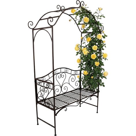 Eisenbank COLIMA mit Rosenbogen - 200 x 124 x 48 cm - Nostalgische Metall Garten Sitz Bank