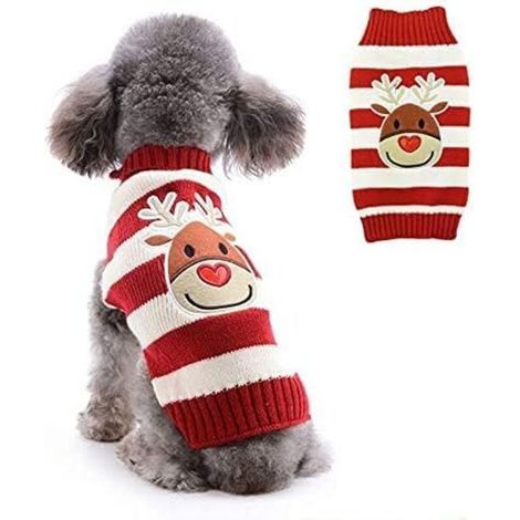 Pull de Noël pour chien - OKZ - Fei Yu - Renne à rayures - Taille XXL - Pour chien de compagnie (1/3)