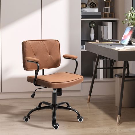 Fauteuil de bureau rétro réglable en hauteur, fonction basculante, charge max 120 kg, idéal pour télétravail et espace professionnel. (1/4)