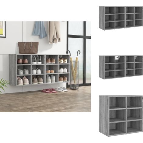 Schuhregale 2 Stk. Grau Sonoma 52,5x30x50 cm - Schuhregal - Schuhschrank - Garderobe - Einbauschrank - Aufbewahrung (1/5)