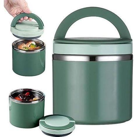 (Grün) Isolierter Lebensmittelbehälter – Marke unbekannt – 11,8 cm – Edelstahl – Grün – 630 ml (1/4)