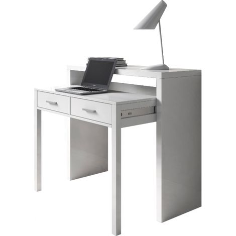 Scrivania allungabile 98,5x36x87,5h cm bianco opaco con 2 cassetti - Varsavia (1/5)
