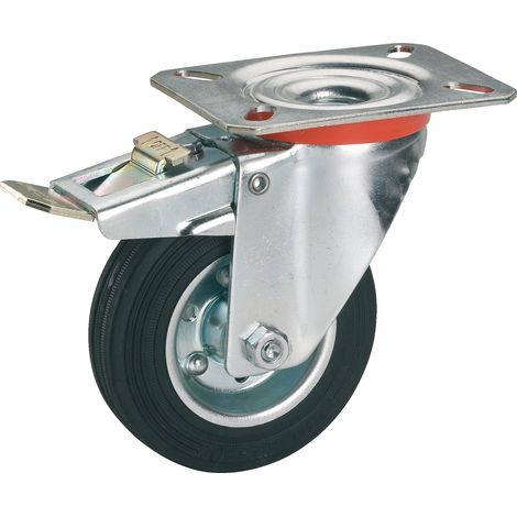 Dörner + Helmer 712172 Pannello Fisso Rotella di Gomma con Cuscinetti a rulli 125 x 37 mm/100 x 85 mm, Multicolore