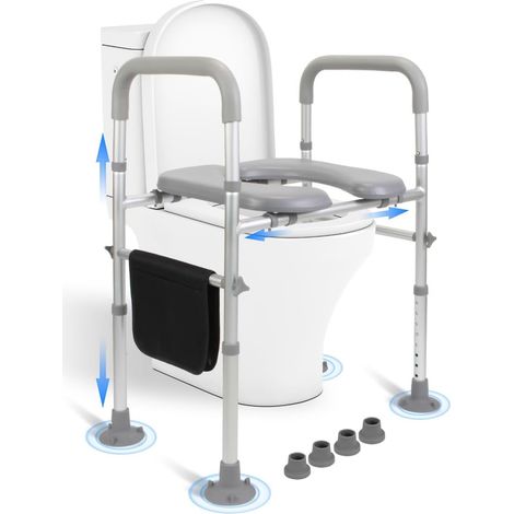 Rehausseur de Toilette avec Accoudoir, Rehausseur Toilette Adulte avec Poignée, Rehausseur WC Personnes Âgées (1/5)
